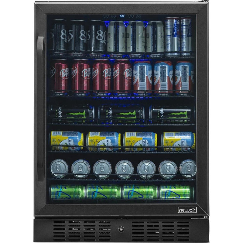 NewAir 24” Built-in 177 Can Black Stainless Steel Beverage Fridge (NBC177BS00)