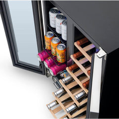 NewAir 24” Premium Built-in Dual Zone 18 Bottle and 58 Can French Door Wine and Beverage Fridge (NWB080SS00)