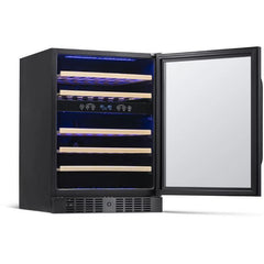 NewAir 24” Built-in 46 Bottle Dual Zone Black Stainless Steel Wine Fridge (NWC046BS00)