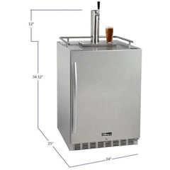 Kegco 24" Wide Cold Brew Coffee Single Tap All Stainless Steel Outdoor Built-In Right Hinge Kegerator (ICHK38SSU-1)