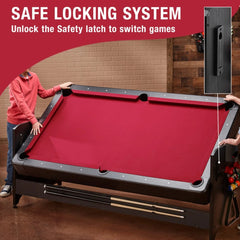 Fat Cat Original 3-in-1 7' Pockey Multi-Game Table Red (64-1053)