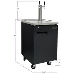 Kegco 24" Wide Kombucha Dual Tap Black Commercial Kegerator (KOMC1B-2)