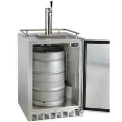 Kegco 24" Wide Cold Brew Coffee Single Tap All Stainless Steel Outdoor Built-In Right Hinge Kegerator (ICHK38SSU-1)