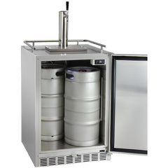 Kegco 24" Wide Cold Brew Coffee Single Tap All Stainless Steel Outdoor Built-In Right Hinge Kegerator (ICHK38SSU-1)