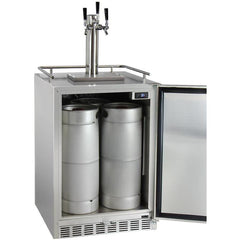 Kegco 24" Wide Cold Brew Coffee Triple Tap All Stainless Steel Outdoor Built-In Right Hinge Kegerator (ICHK38SSU-3)