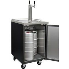 Kegco 24" Wide Kombucha Dual Tap Black Commercial Kegerator (KOMC1B-2)