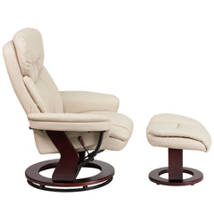 LeatherSoft Beige Swivel Recliner Chair with Ottoman Footrest (BT-7821-BGE-GG)